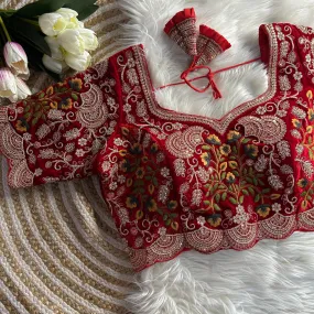 Women's Designer Sabyasachi Heavy Pure Soft Velvet With Tricot Fuising Bridal Blouse