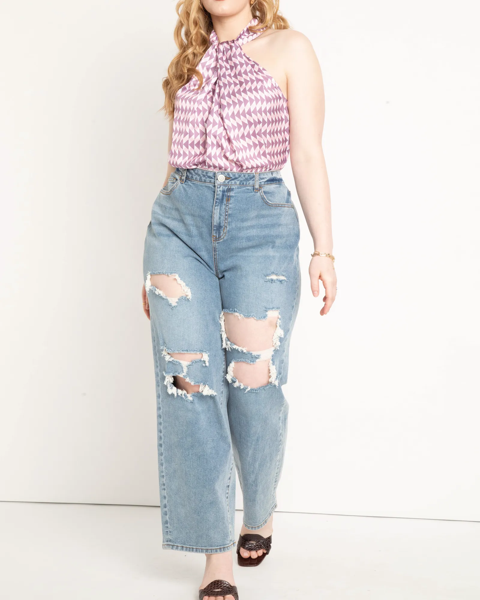 Zoe Printed Halter Blouse | The Triangle Type